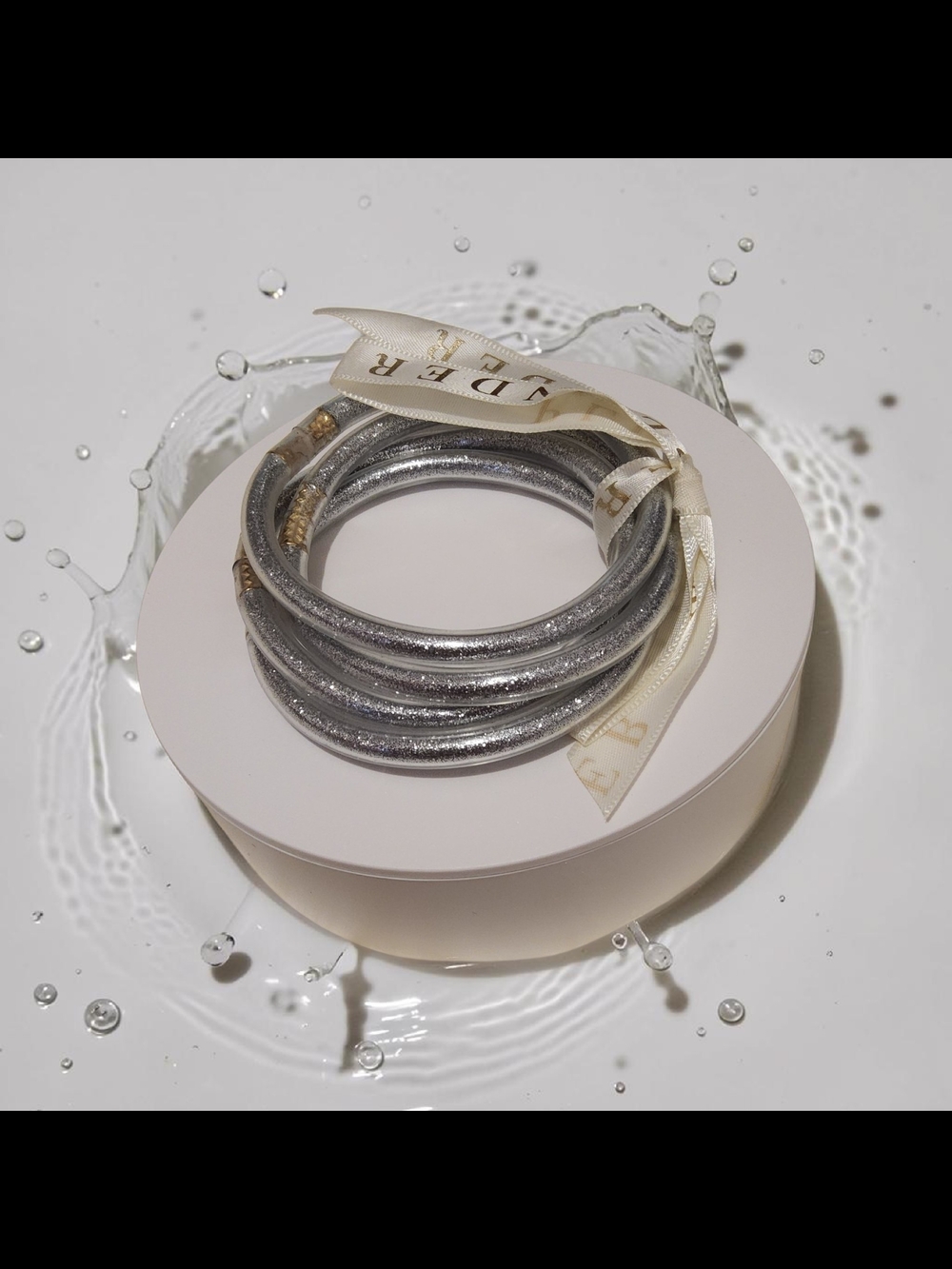 Plunder Silver Glitter Coil Bracelet Stack